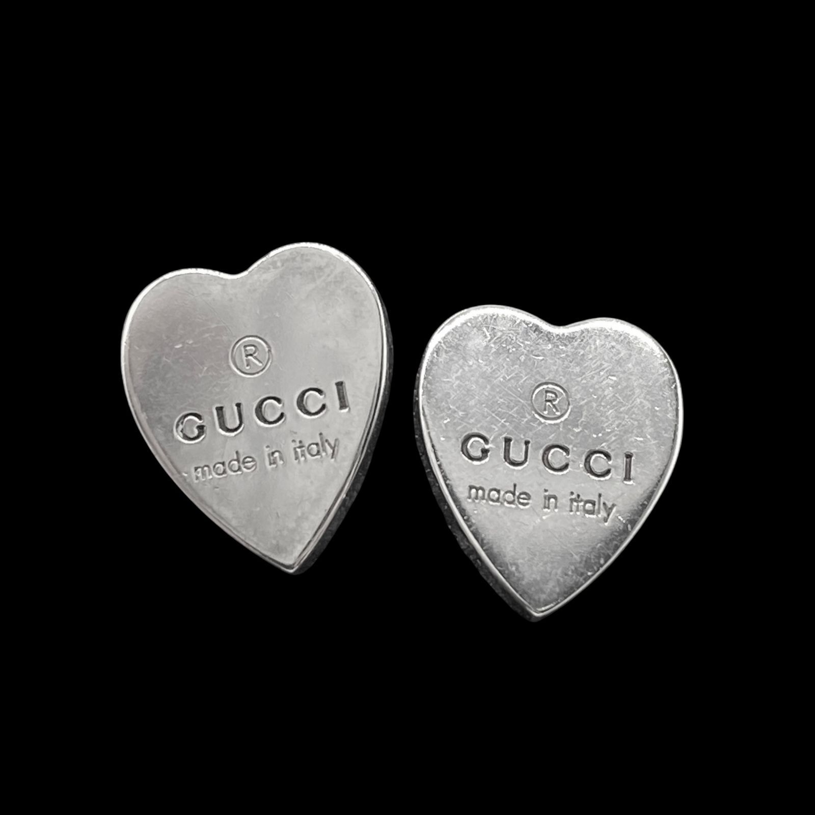 GUCCI 新品未使用品　G刻印ハートピアス　片耳用　925silver 極美品 高級 GUCCI グッチ ハート ピアス ロゴ シルバー Ag925 刻印