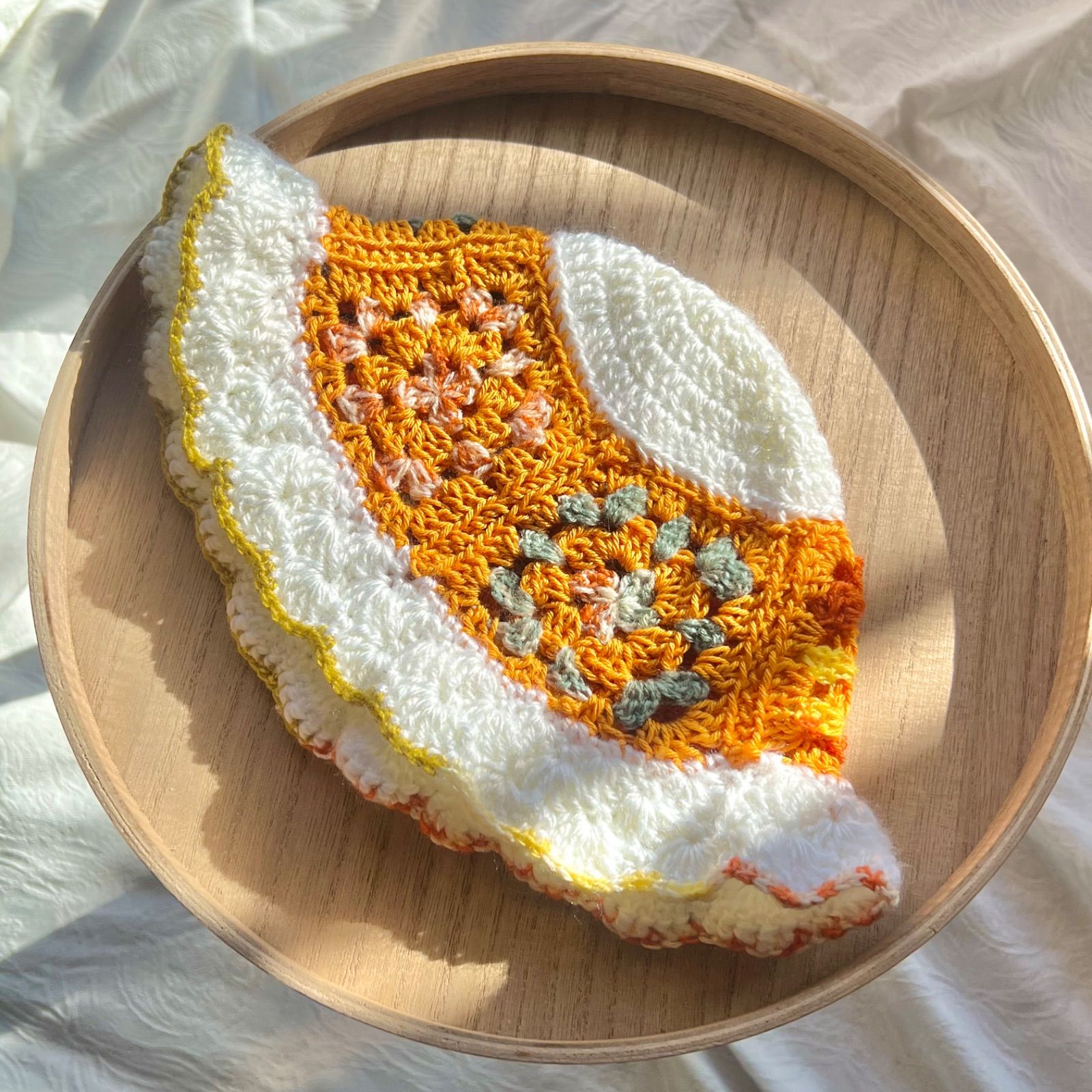 グラニースクエアハット キッズサイズ かぎ針編み ハンドメイド - メルカリ