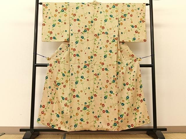 平和屋着物□上質な小紋 総絞り 黒地 正絹 逸品 AAAX8267ph