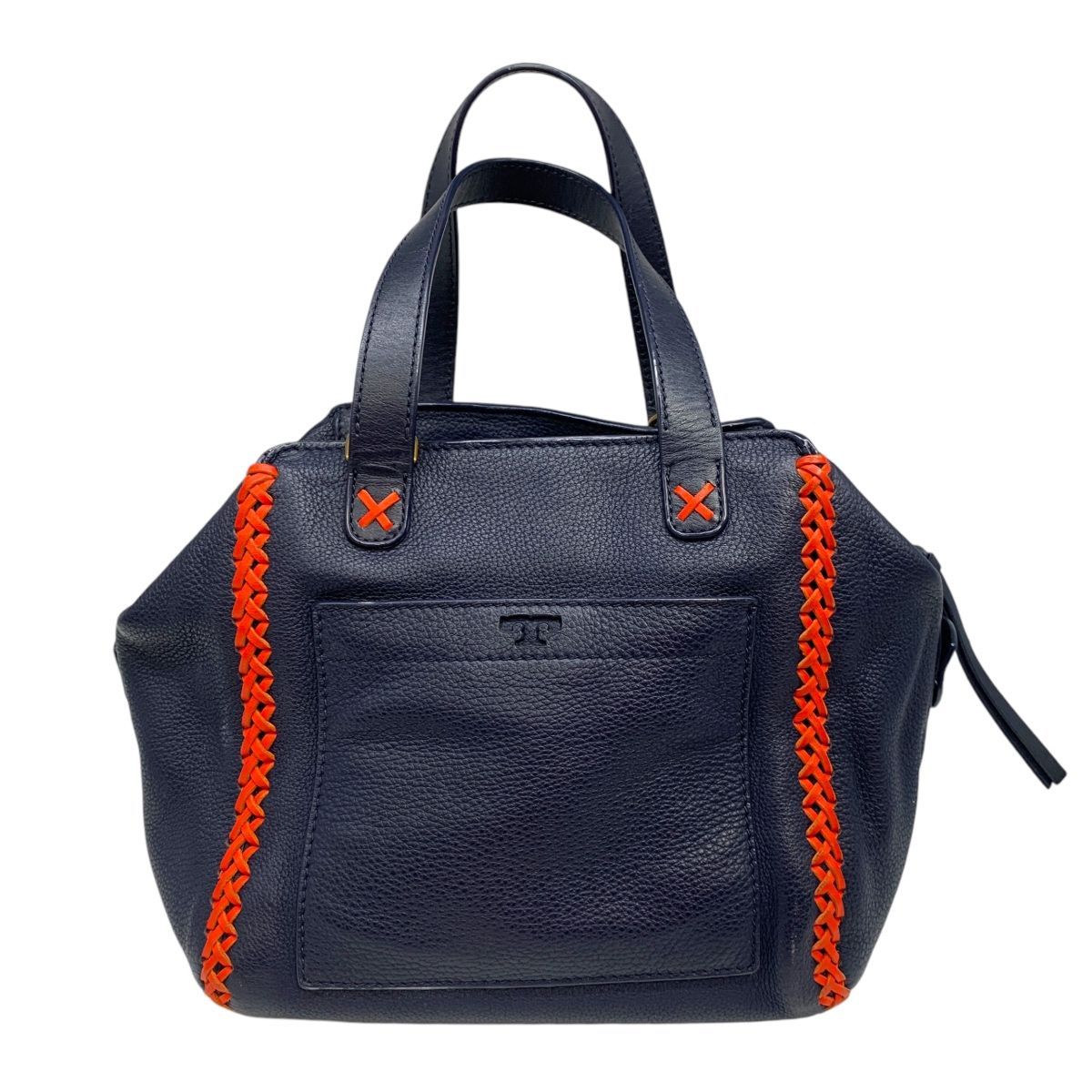 美品　トリーバーチ　ハンドバッグ　ショルダーバッグ　2way ネイビー　レザー 超美品 TORY BURCH トリーバーチ 2way ショルダーバッグ ハンドバッグ