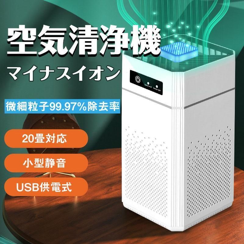 空気清浄機 マイナスイオン発生 花粉対策 PM2.5 脱臭 静音 除菌 カビ取り ニオイ 乾燥 小型 コンパクト ペットタバコ ホコリ 煙 持ち運び 一年保証
