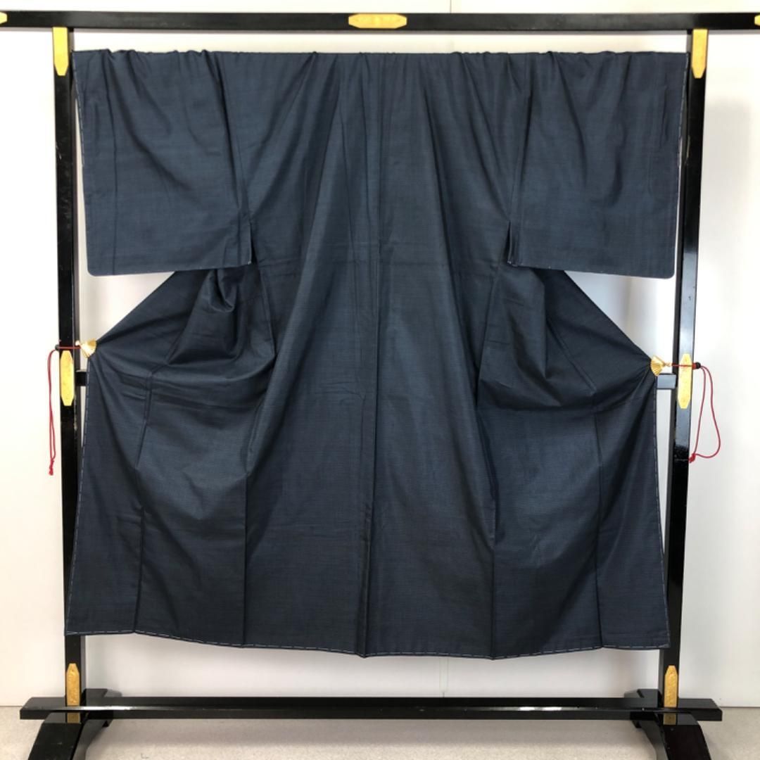 男着物 アンサンブル 本場大島紬 紺鉄色 しつけ糸 キングサイズ M-1120