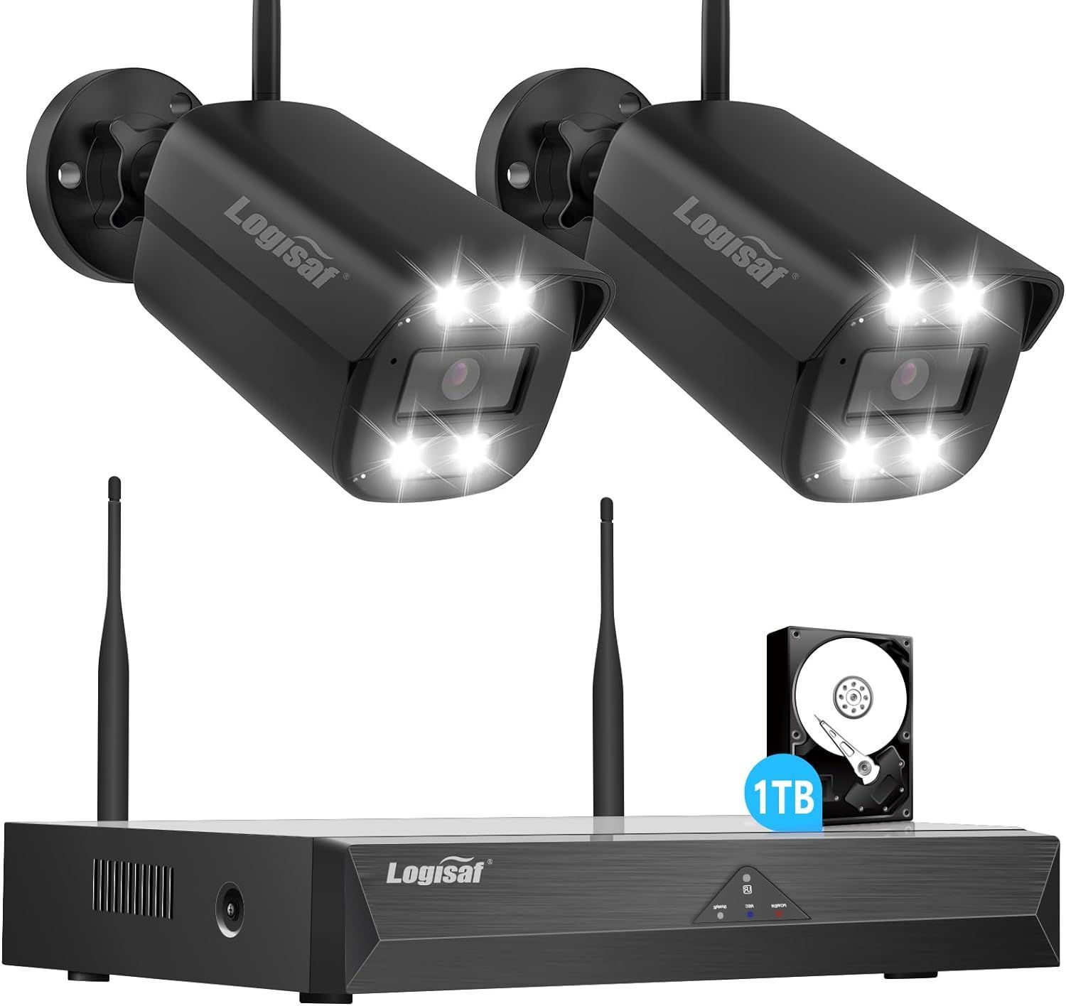 防犯カメラ ワイヤレス 屋外 IP67防水 500万画素 2台セット 監視カメラ