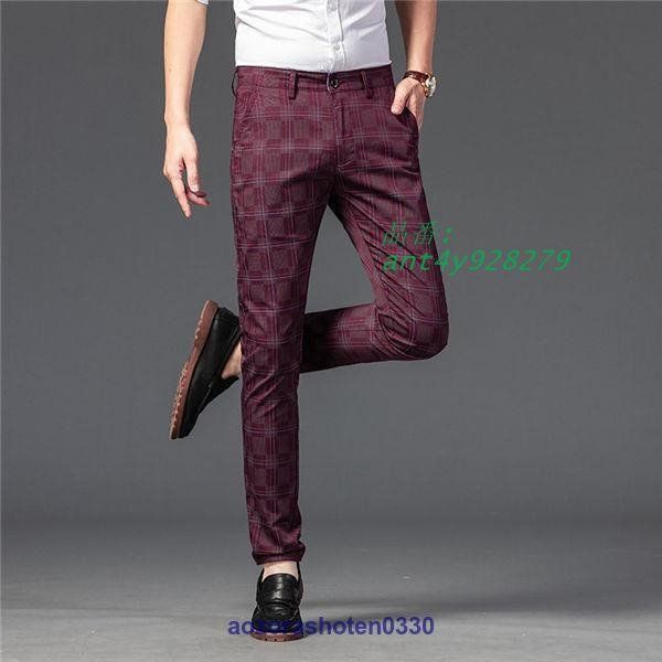 スラックス チノパン メンズ スリムパンツ ストレッチパンツ ボチェック柄 春夏 普段着 ビジネス 通勤用 チノパンツ 男性ズボン ant4y928279 チノパン メンズ ストレッチ チェック ロングパンツ スキニー