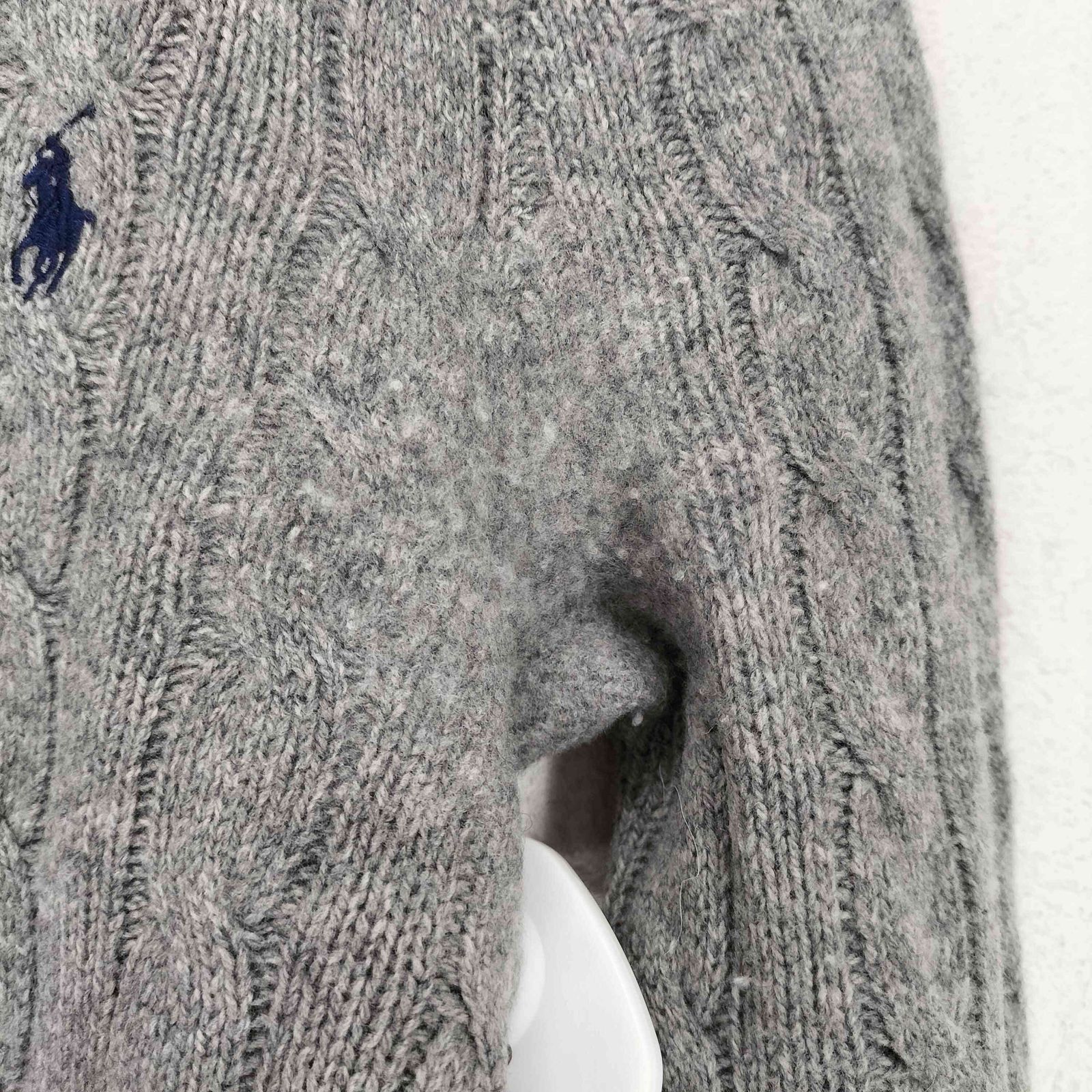 稀少 POLO ラルフローレン 太ケーブル　パープル カシミヤ　ポニー刺繍 ポロラルフローレン POLO RALPH LAUREN ウールカシミヤ ポニー