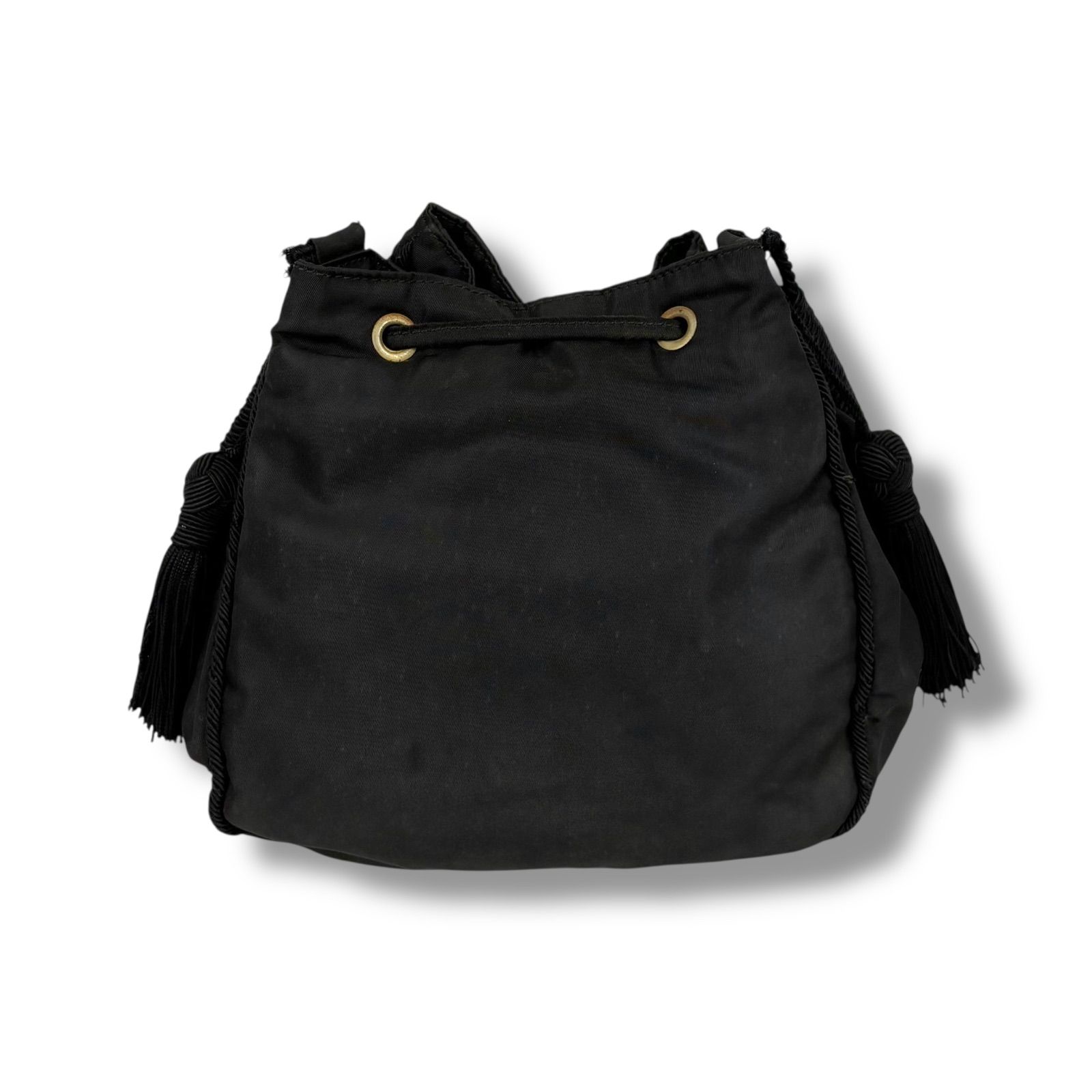 プラダ PRADA 巾着型 ミニショルダーバッグ ビーズロゴ タッセル