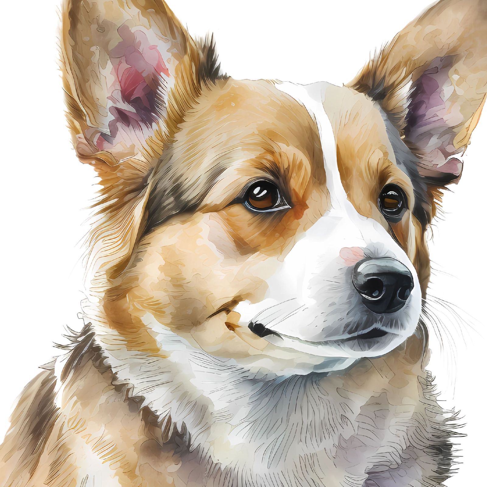 コーギー 犬アート インテリアポスター 水彩 いぬの絵 Ⅾog Puppy
