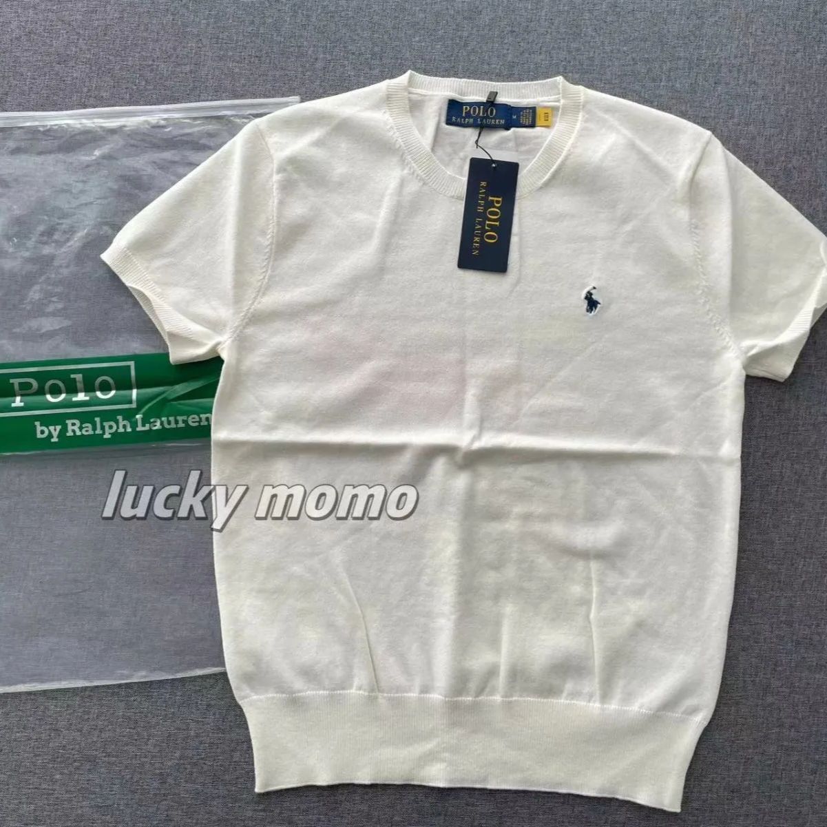 新品 POLO RALPH LAUREN ラルフローレン ニット レディース コットンブレンド ショートスリーブ セーター ホワイト