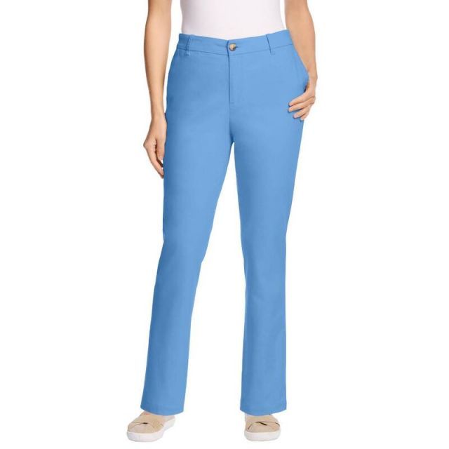 【送料無料】 ウーマン ウィズイン レディース カジュアルパンツ ボトムス Woman Within Women's Plus Size Adjustable Waist Straight-Leg Chino French Blue
