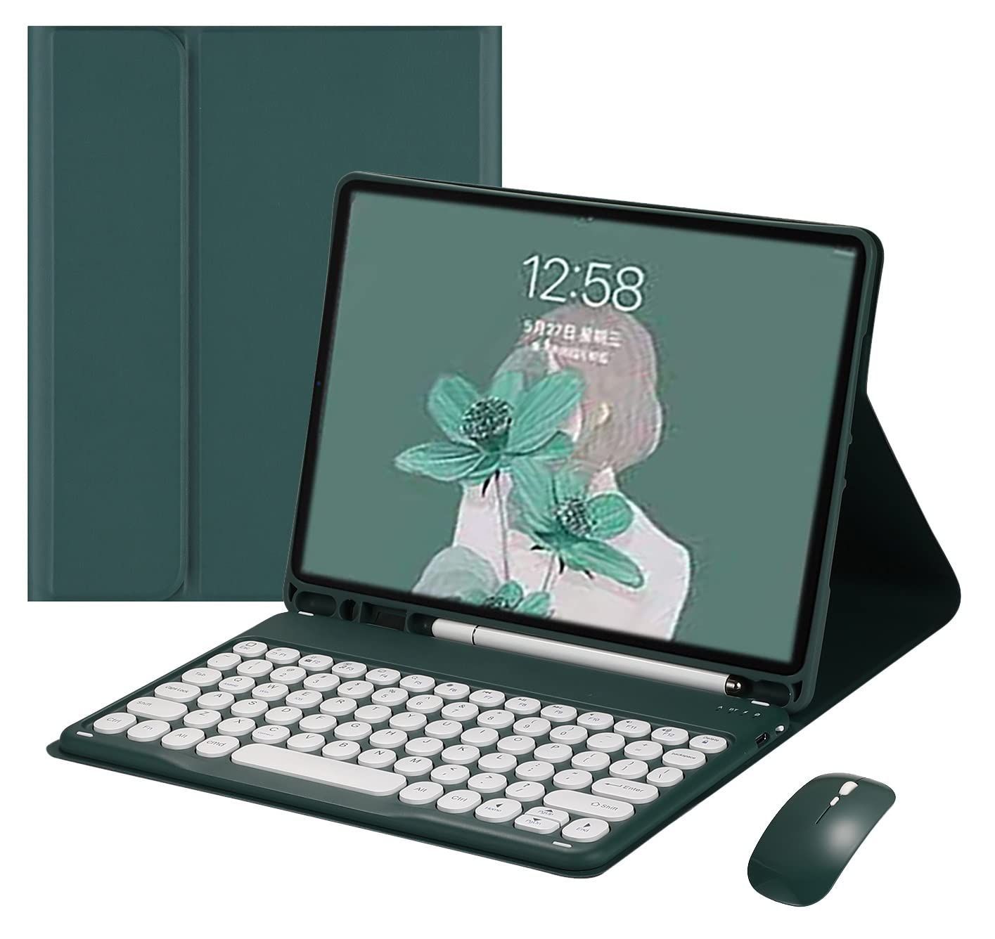 【特価セール】2021年型 第11世代 キーボードケース 丸型キー 可愛い 10 カラーキーボード カラフル 10 10.1インチ タブレットFire Plus/HD HD 10 HD プラス 丸い Fire 分離式 キーボード マウス付き カ