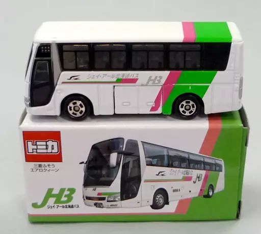 ミニカー　1/156 三菱 エアロ クイーン ジェイアール 北海道バス(ホワイト×グリーン×ピンク) 「トミカ」 ジェイアール 北海道バス特注 中古】ミニカー 1/156 三菱 エアロ クイーン ジェイアール