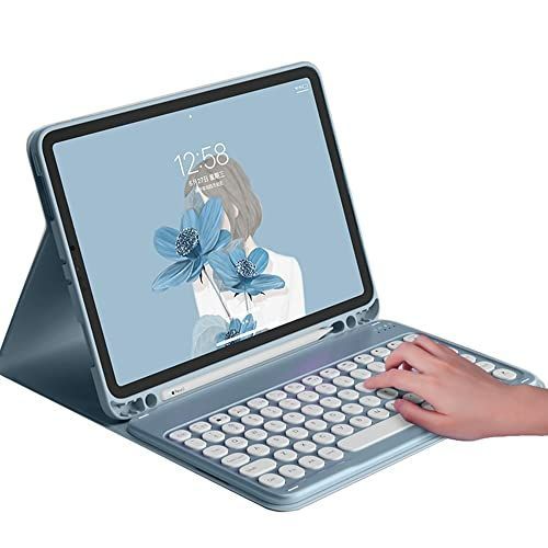 iPad5/iPad6/Air/Air2/Pro9.7_ブラック iPad6 iPad5 iPad Air Air2 Pro9.7 キーボード ケース 丸型キー 可愛い カラーキーボード カラフル iPad 第6世代 第5世代 9.7インチ アイパッド6 丸い