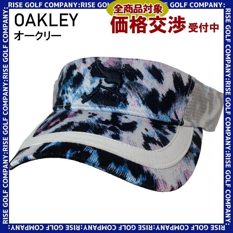 OAKLEY オークリー サンバイザー スカル 刺繍 総柄 ホワイト ブラック