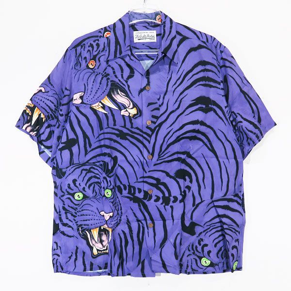 WACKO MARIA ワコマリア x TIM LEHI ティム リーハイ HAWAIIAN SHIRT S/S TIMLEHI-WM-HI27  ハワイアン シャツ ショートスリーブ パープル オープンカラー アロハシャツ タイガー 虎 半袖 - 激安 アウトレット オンライン