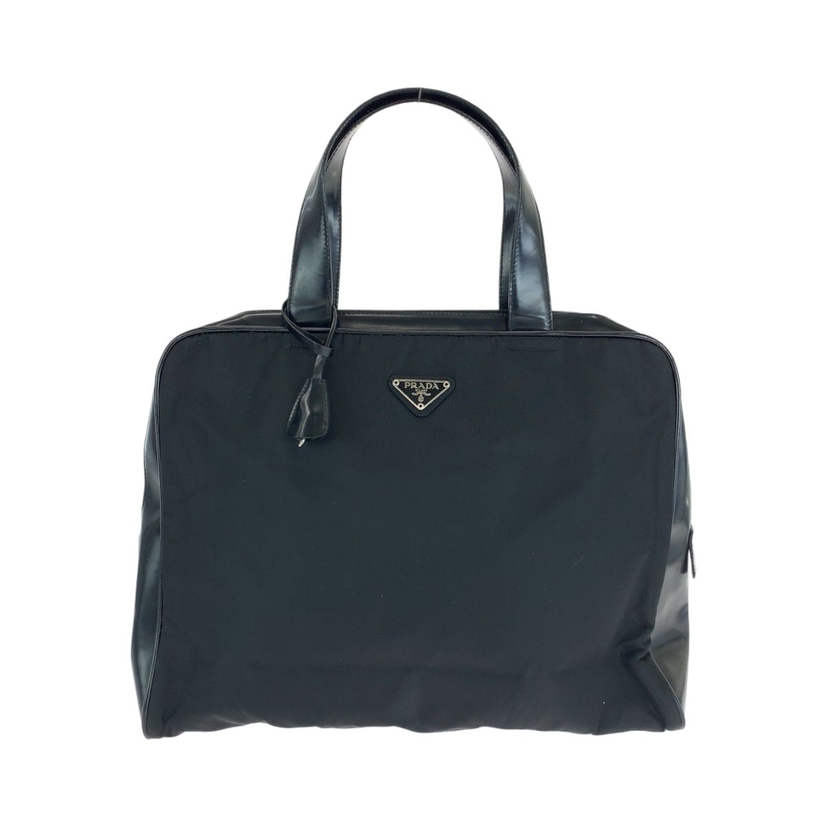 美品 PRADA プラダ テスート 三角ロゴプレート ブラック 黒 シルバー 