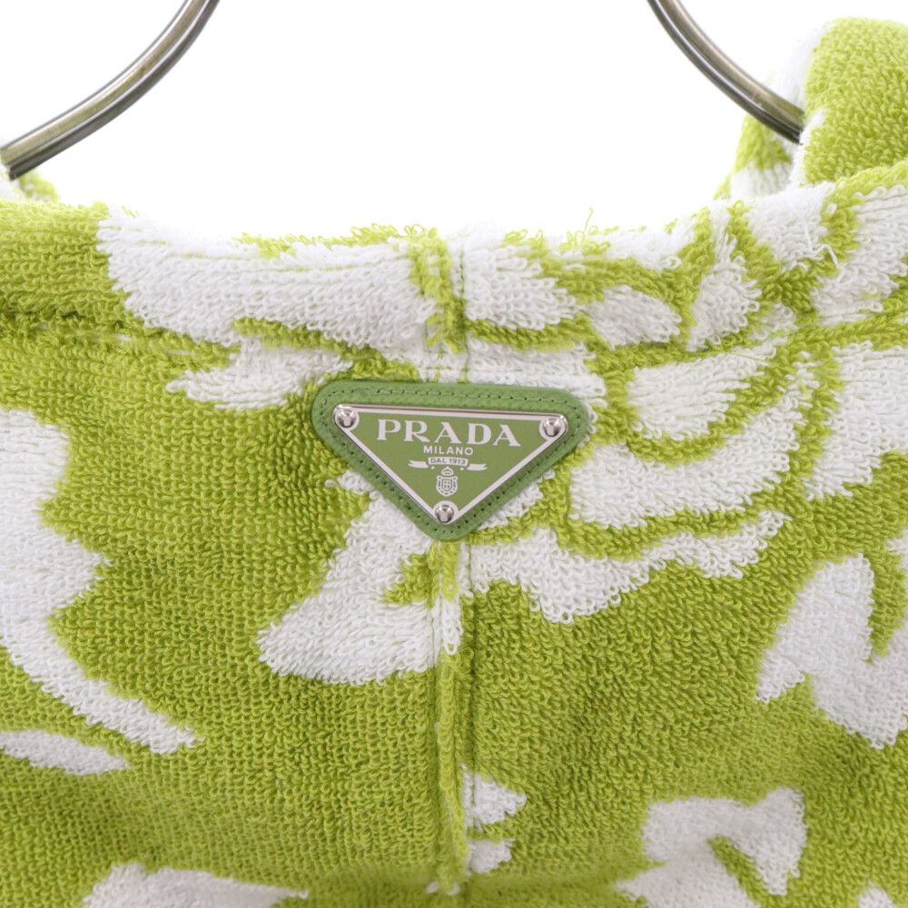 PRADA プラダ 22SS フラワープリントジャカードテリークロス プルオーバーパーカー UJL09A S221 10E4 グリーン/ホワイト PRADA (プラダ) 22SS フラワープリントジャカードテリークロス プル