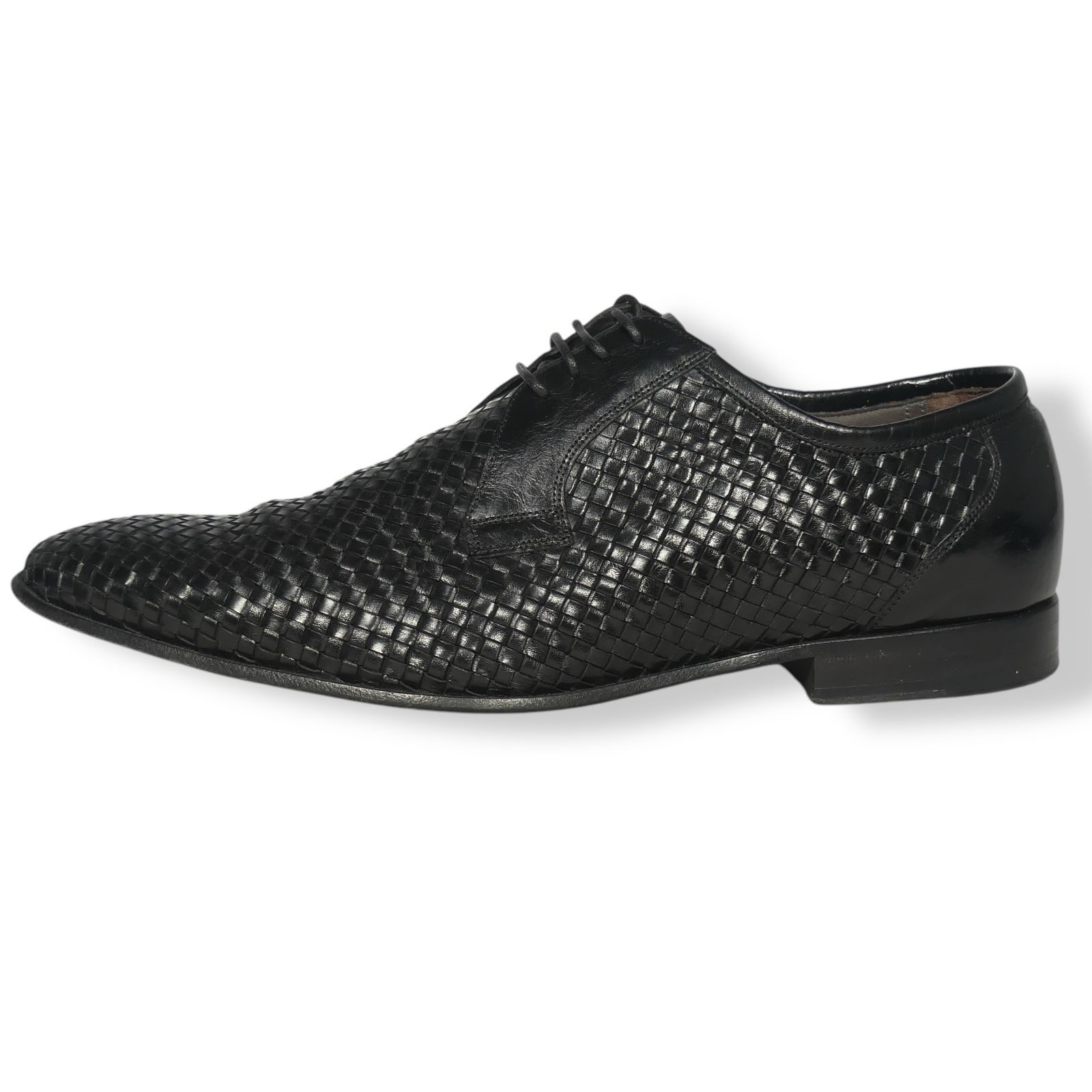 BALLY バリー 編み込みレザーシューズ 本革 ブラック系 25cm相当