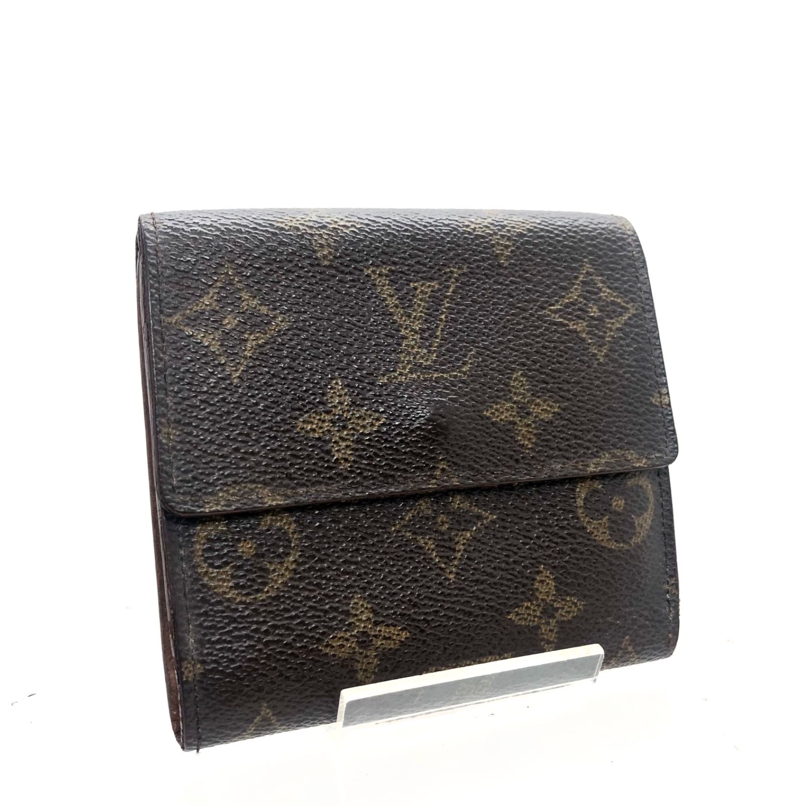 ■外観良品■LOUIS VUITTON ルイヴィトン　モノグラム　ポルトモネ　ビエ　カルトクレディ　三つ折り財布　PVC×レザー　フランス製　刻印あり　ブラウン　ゴールド金具