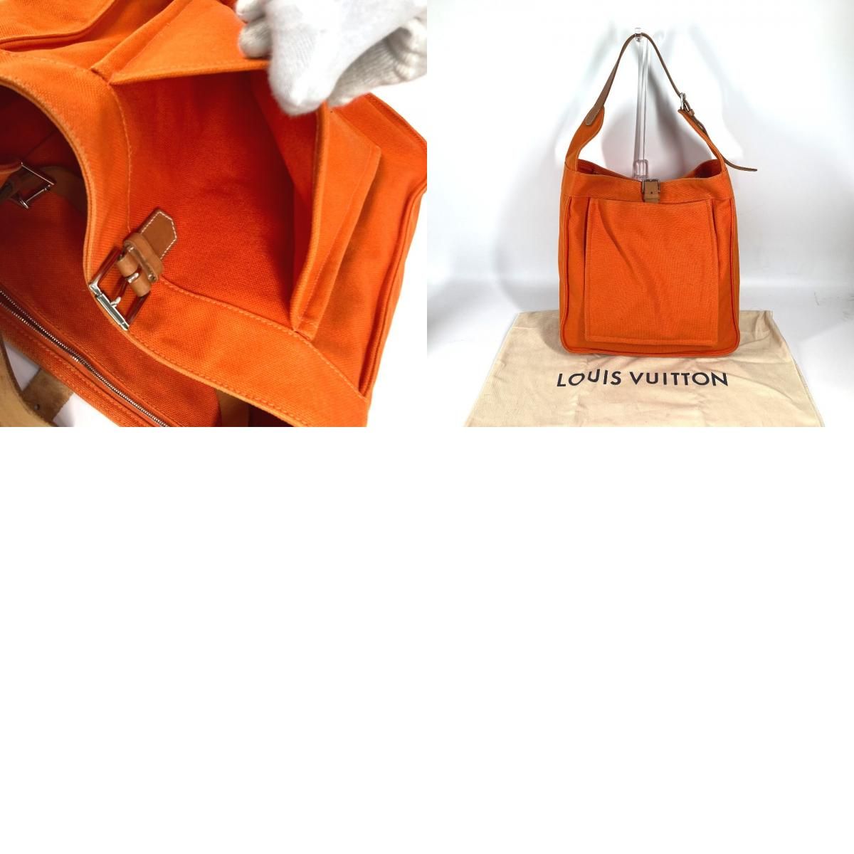 HERMES エルメス ショルダーバッグ マルワリGM キャンバス オレンジ 