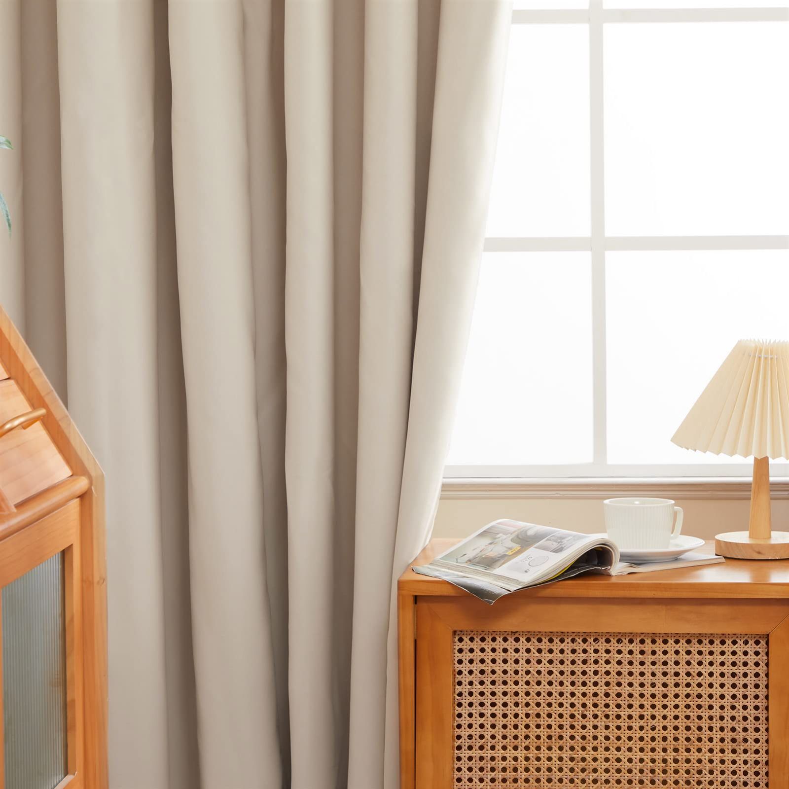 150cmx230cm_ベージュ Topfinel カーテン 遮光 金の箔プリント