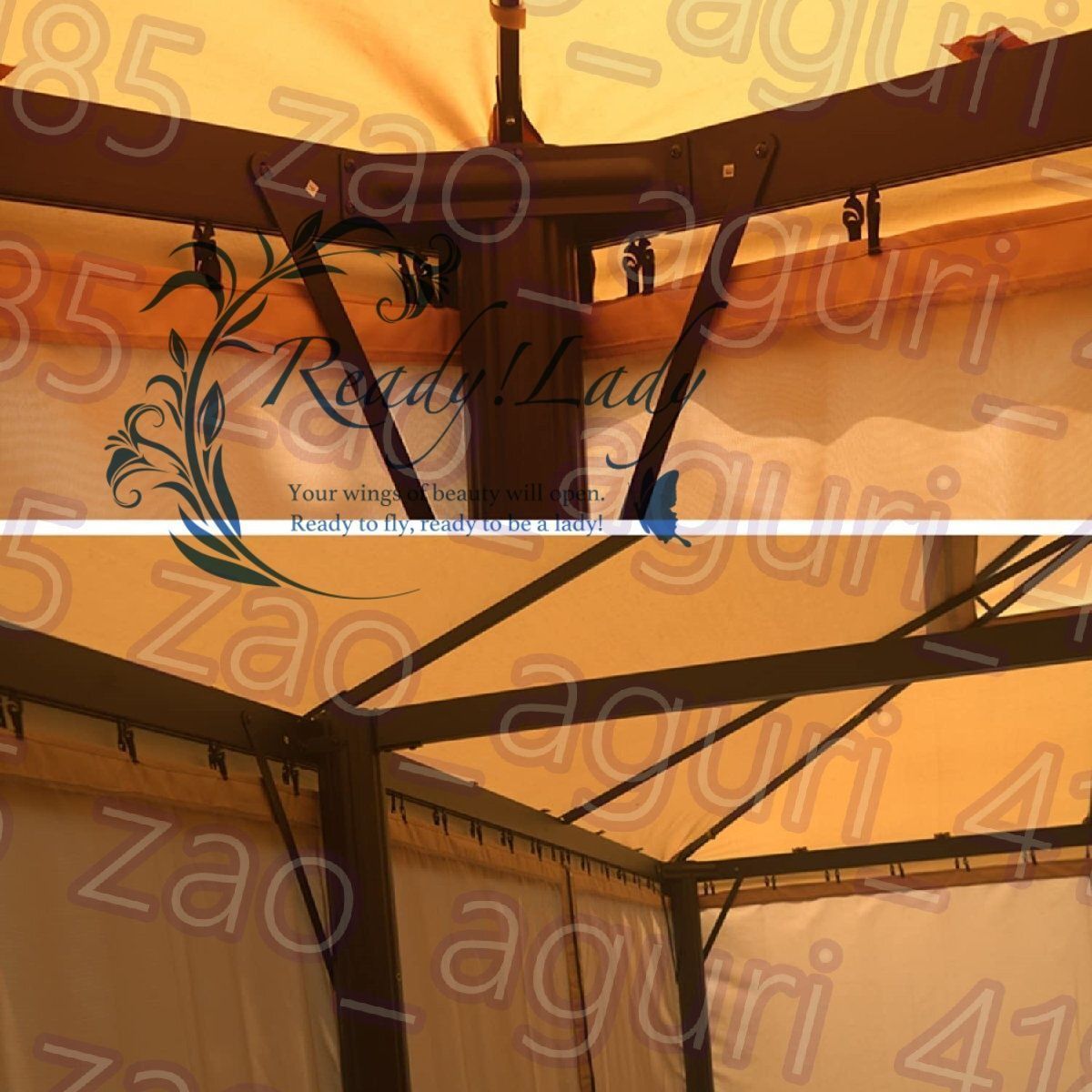 驚きの価格、海外直輸入！ 屋外ガゼボオーニング 大型ローマンテント ポリエステルカーテンと蚊帳付きパティオパーゴラキャノピー 4コーナーアルミキャノピー3 3M 人気アイテムお得に購入！