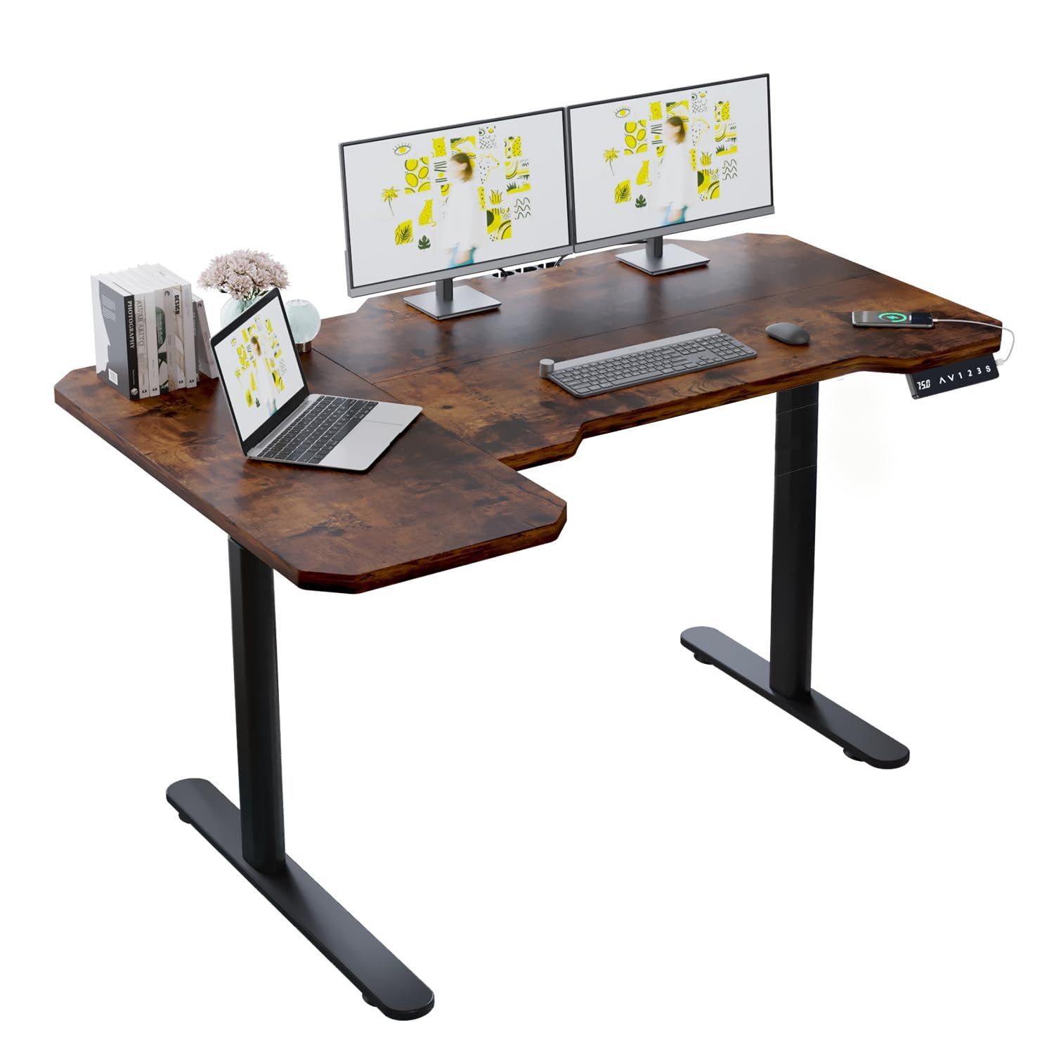 Radlove 昇降デスク パソコンデスク 電動昇降式デスクモーター2基 天板幅150CM×101CM ゲーミングデスク 机 デュアルモータースタンディングデスク PCデスク つくえ 高さ調節 メモリー機能付き 障害検知 高さ 71~117CM brow