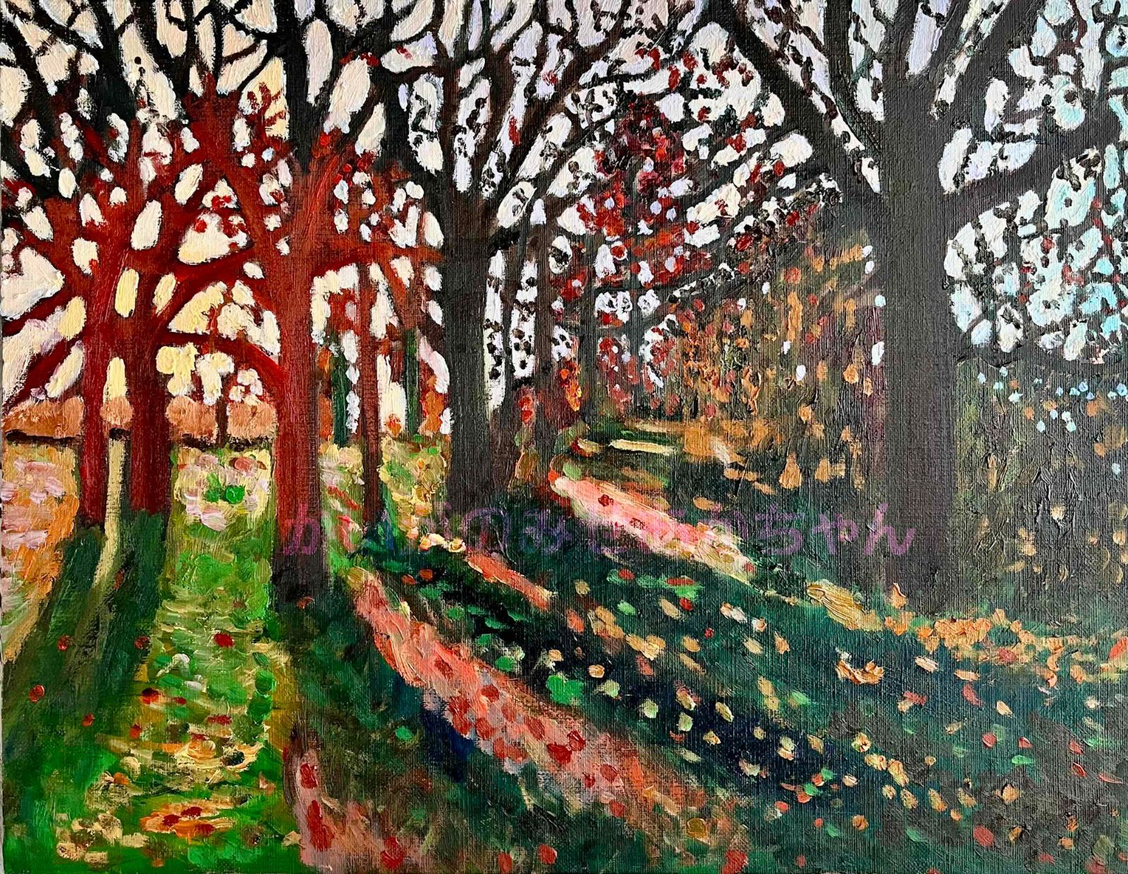 32×41㎝「秋の夕暮れの公園」原画・油彩画・F6 32×41㎝「秋の夕暮れの公園」原画・油彩画・F6