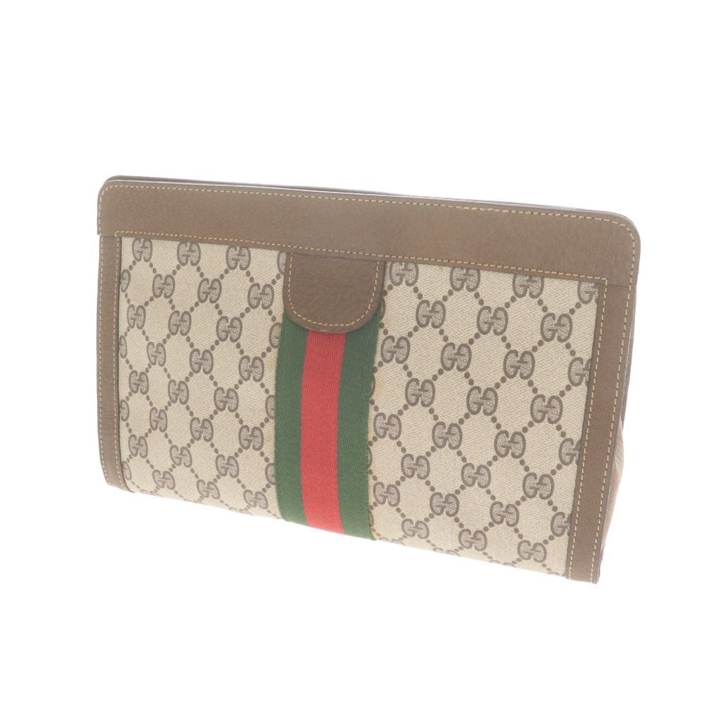 美品 GUCCI グッチ GG シェリーライン セカンドバッグ ポーチ ブラウン GUCCI(グッチ) / GG/シェリーライン/クラッチバッグ/セカンド