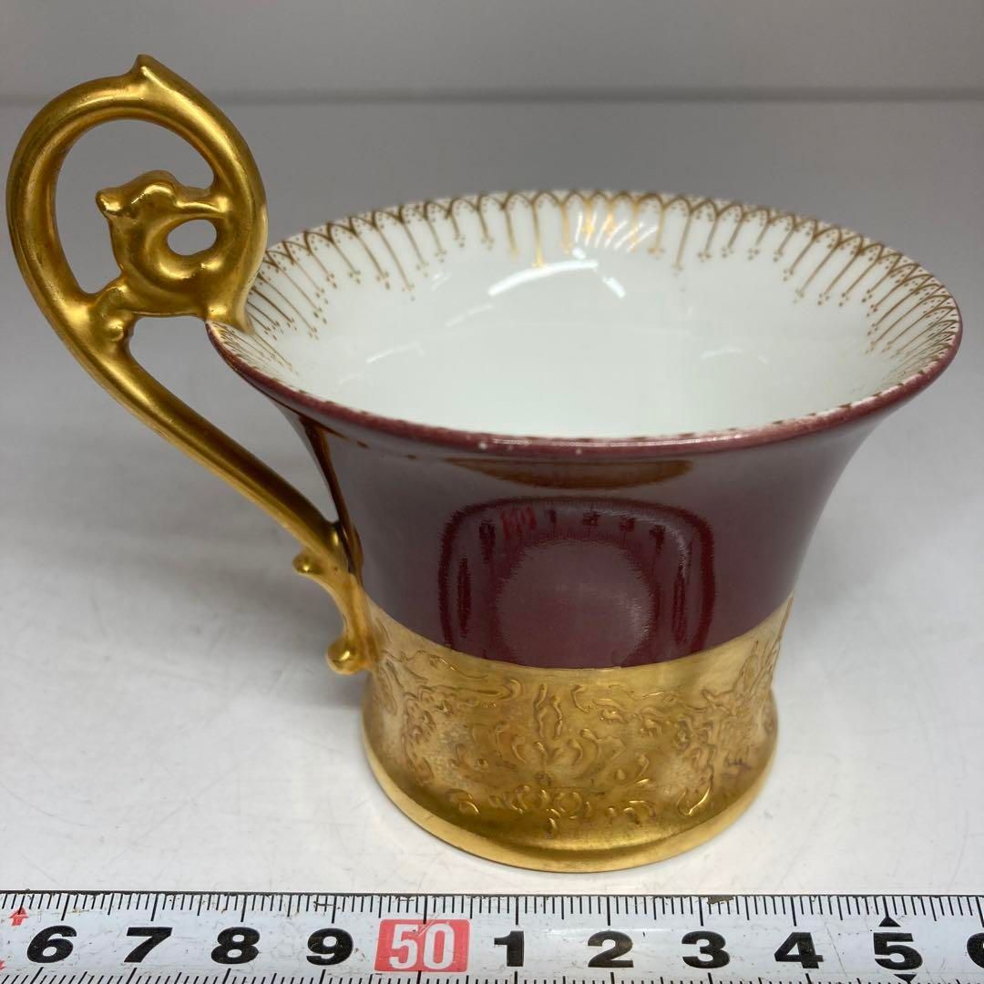 E.S.1895アンティークフランス製金彩カップ-ソーサー東H5-1127 2F