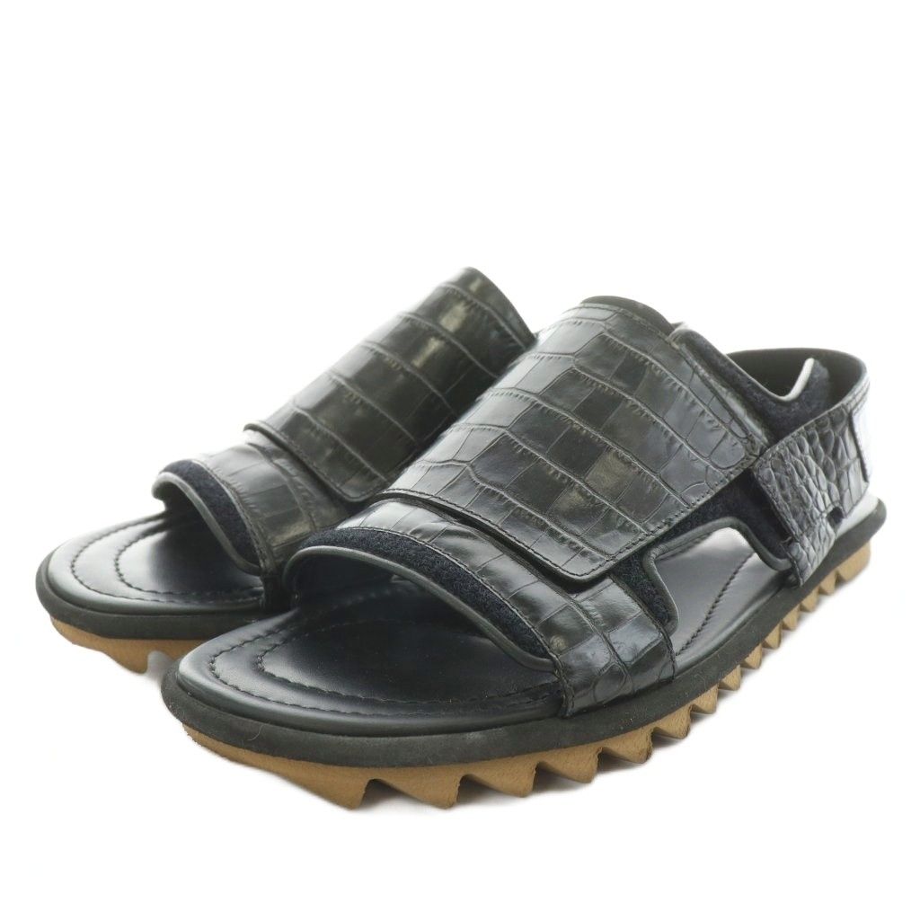 ドリスヴァンノッテン DRIES VAN NOTEN サンダル バックストラップ クロコ型押し レザー 43 黒 ブラック AN9