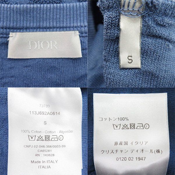 ディオールオム 2021SS 113J692A0614 オブリーク トロッター パイル タオル ニット クルーネック 半袖 Tシャツ カットソー S  46077