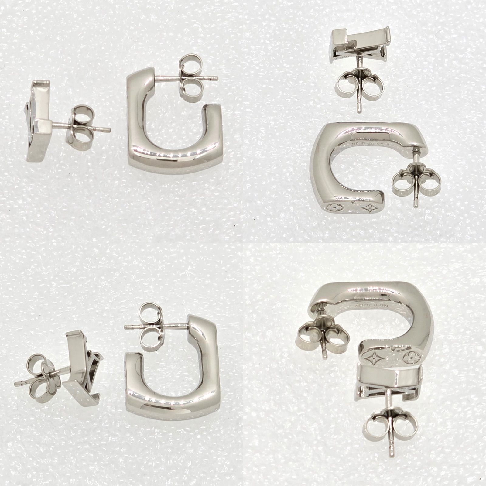 ranルイヴィトン M01777 モノグラム ピアス LE1294 片耳 ヴィトン LE1294 ピアス(両耳用) メタル シルバー M01777 ピアス
