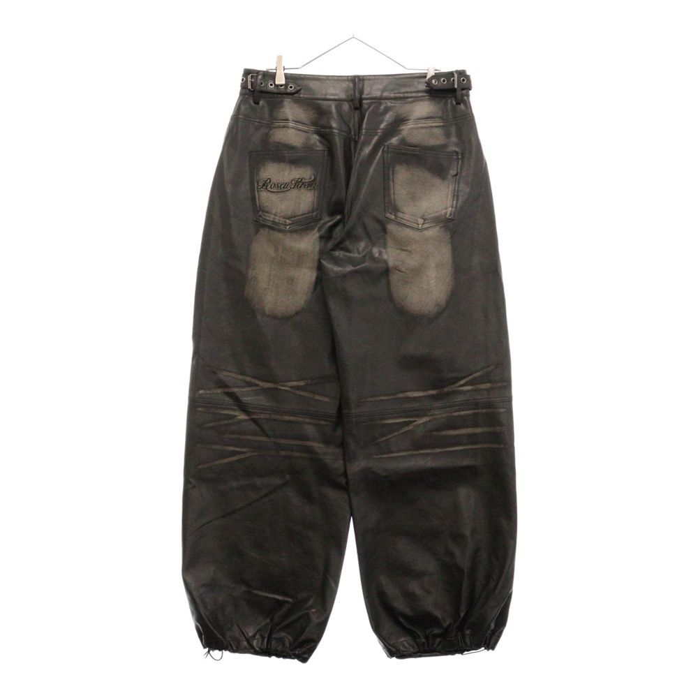 ユーロヴィンテージ レザーパンツ 08SIRCUS | SYNTHETIC LEATHER BONDING BELTED PANTS / BLACK