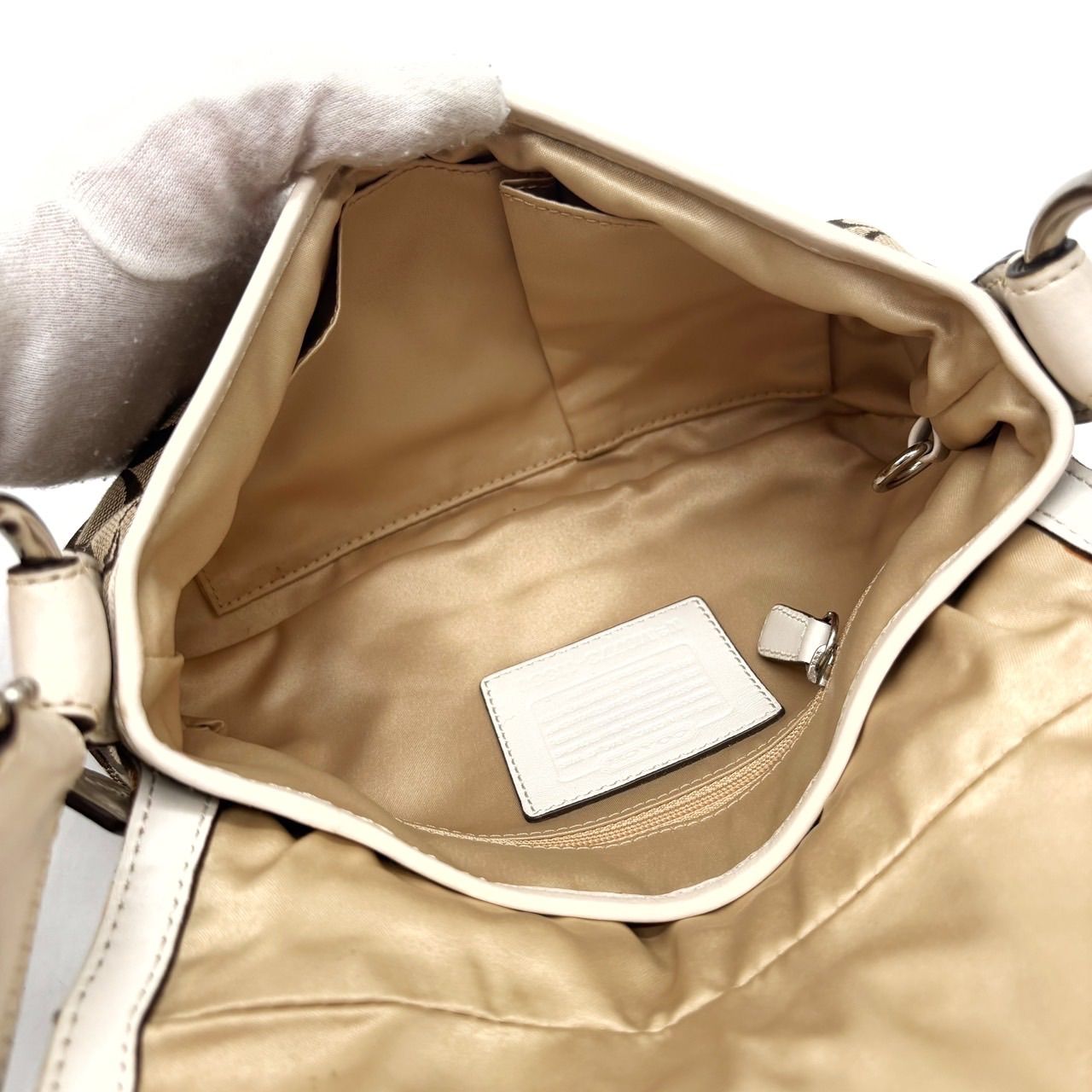 COACH Y2K soho belt signature canvas leather beige white shoulder bag unisex コーチ ハンドバッグ ショルダーバッグ DECORATOM_COM_BR