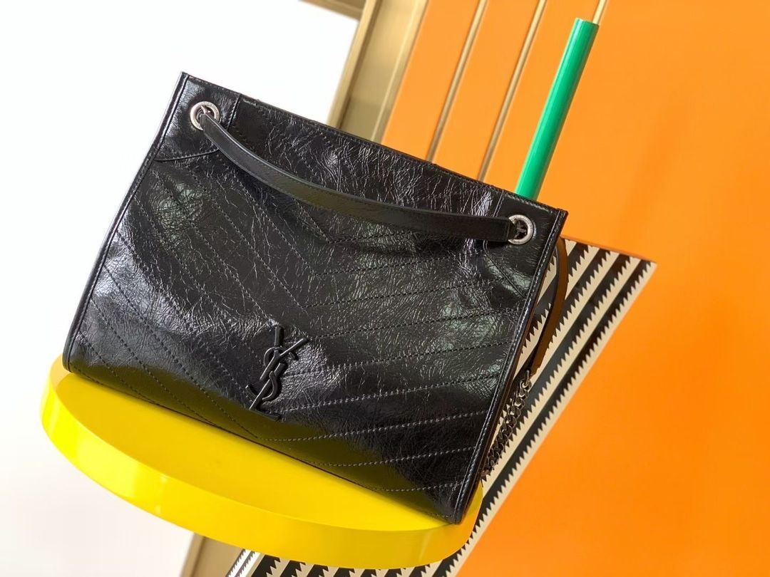 SAINT LAURENT ニキ ショッピングバッグ - 33×27×11.5cm オイルドレザー | -WTO輸入1