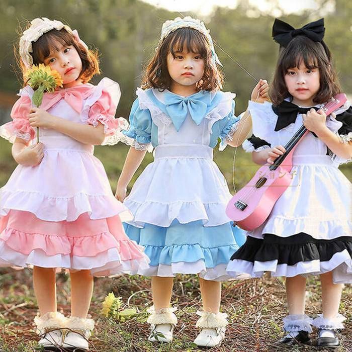 メイド服 女の子 クラシカル ロイヤルメイド ワンピース キッズ メイド 髪飾り付き 蝶結び エプロン 子供コスチューム ハロウィン衣装 子供 コスプレ ベビー 女の子 エプロン 子供用 ハロウィン仮装 ハロウィーン 変装 7Oba468