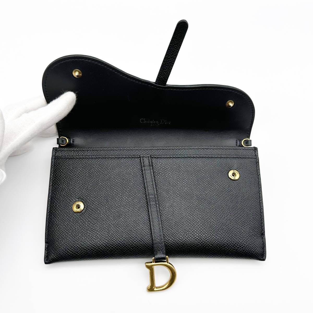 ショルダーバッグ チェーンウォレット Dior ディオール 本革 黒 美品 ...