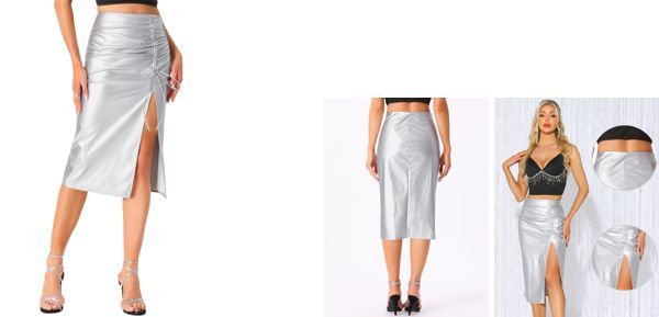 Allegra K ジーンズスカート ミディ デニム スカート ハイ