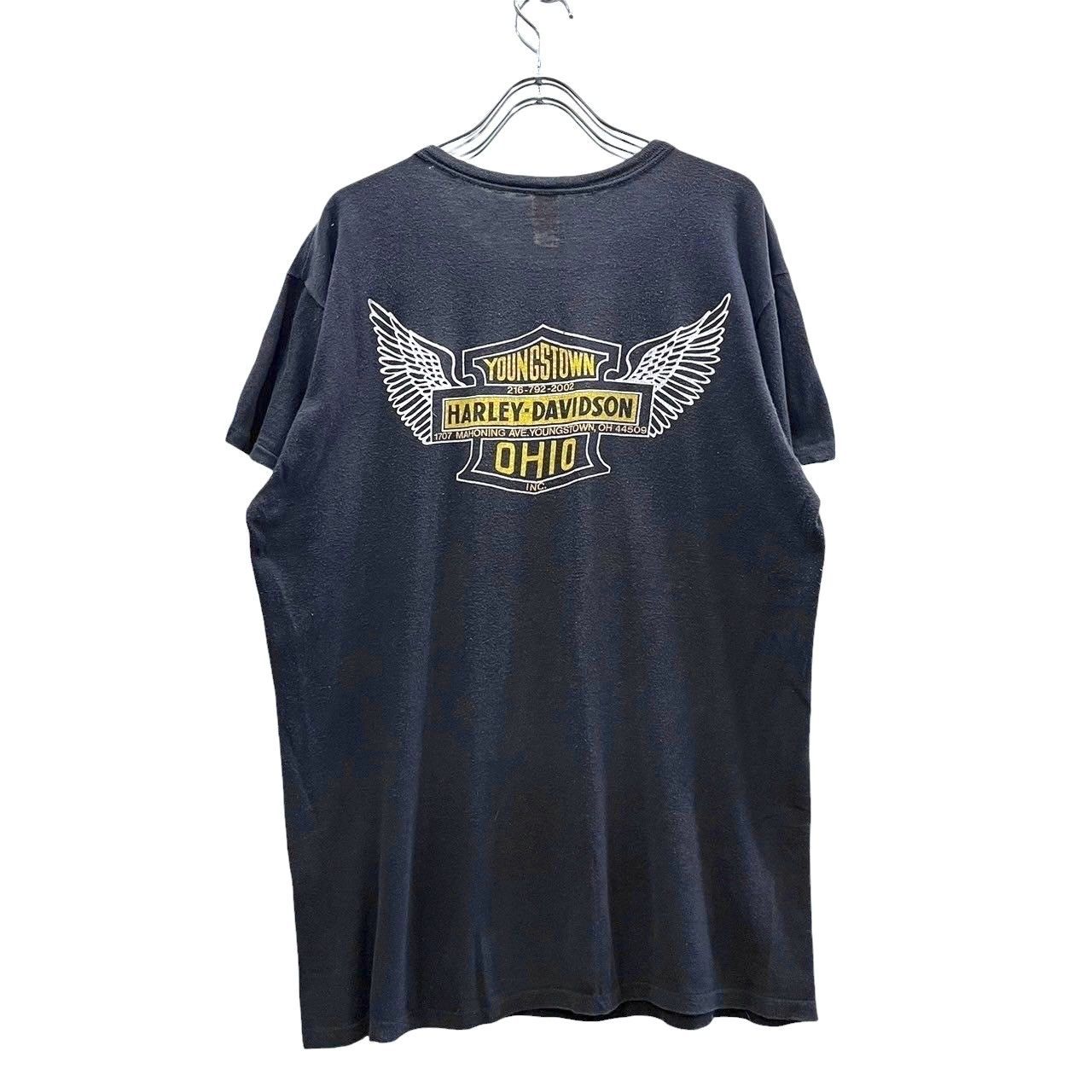 70s ビンテージ ハーレーダビッドソン 両面プリント Tシャツ XLサイズ ブラック USA製 70年代 ヴィンテージ Harley-Davidson アメリカ製 バイカー チョッパー