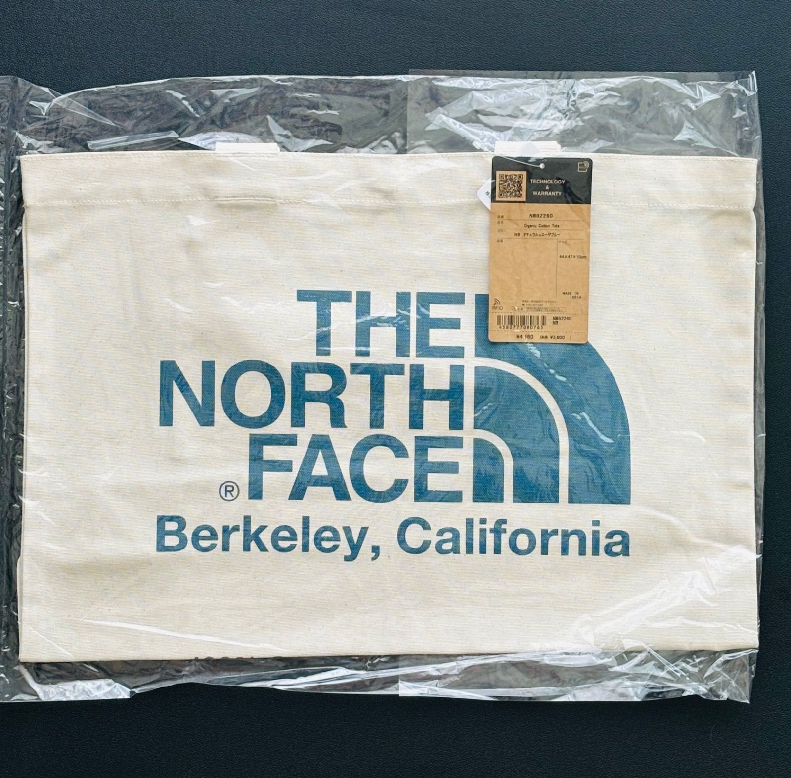 THE NORTH FACE　ノースフェイス　オーガニックコットントート　Organic Cotton Tote　トートバッグ　ブルー