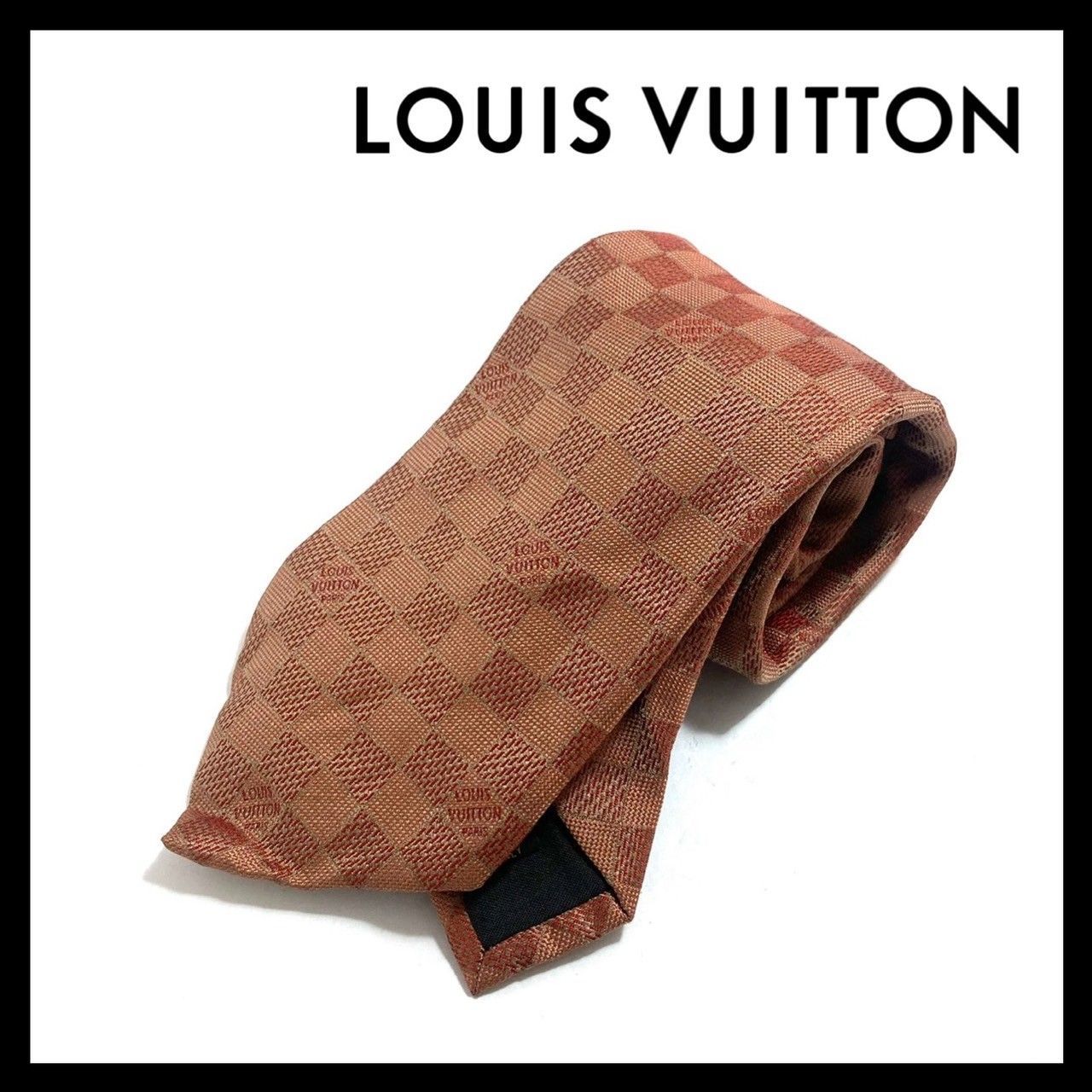 美品 ルイヴィトン Louis Vuitton ネクタイ シルク100% ダミエ ルイヴィトン ダミエ ネクタイ シルク100% ゴールド ロゴ - メルカリ