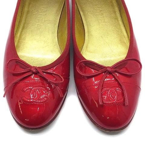 専用です。CHANEL シャネル　ココマーク　パンプス　フラットシューズ　赤 CHANEL - 超美品 シャネル フラットシューズ パンプス バレエ