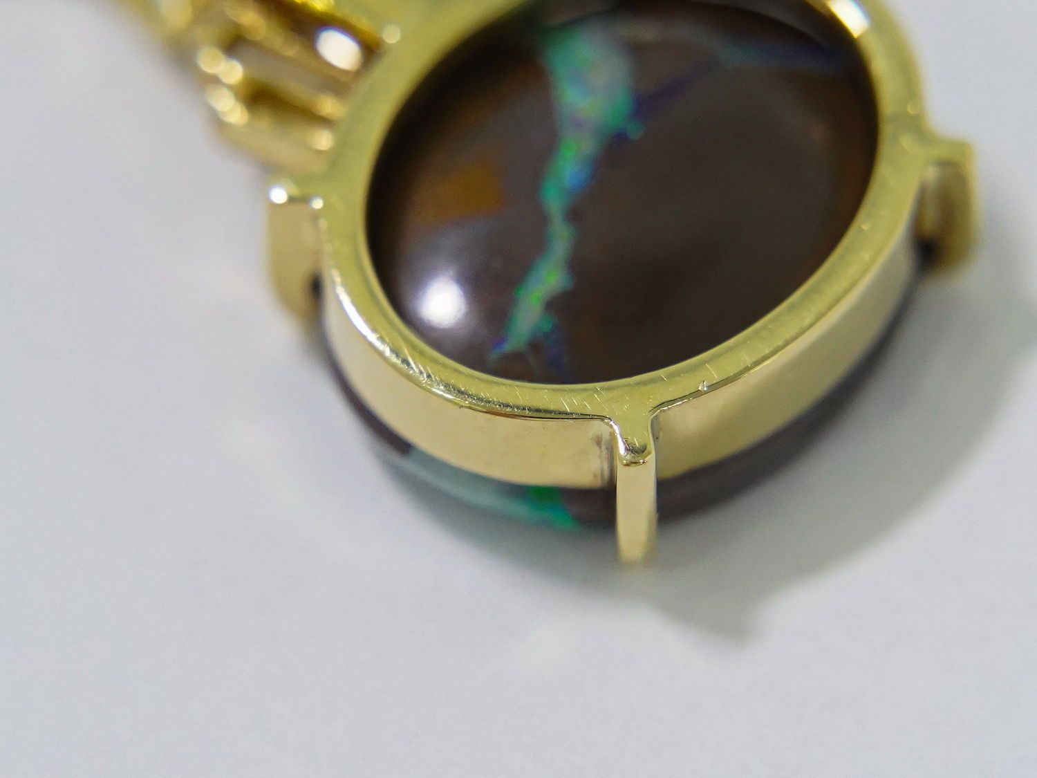 本物 ボルダーオパール 6.35ct ダイヤモンド 0.16ct 750 K18 YG  