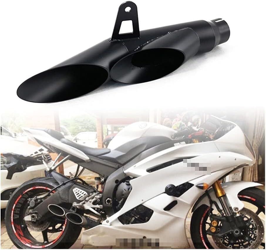 【KIRA SHOP】 排気管 51 ミリメートルユニバーサルスクーターオートバイ排気右マフラーパイプ二重穴ヤマハ R1 R3 R6 YZF-R1 排気マフラーパイプ