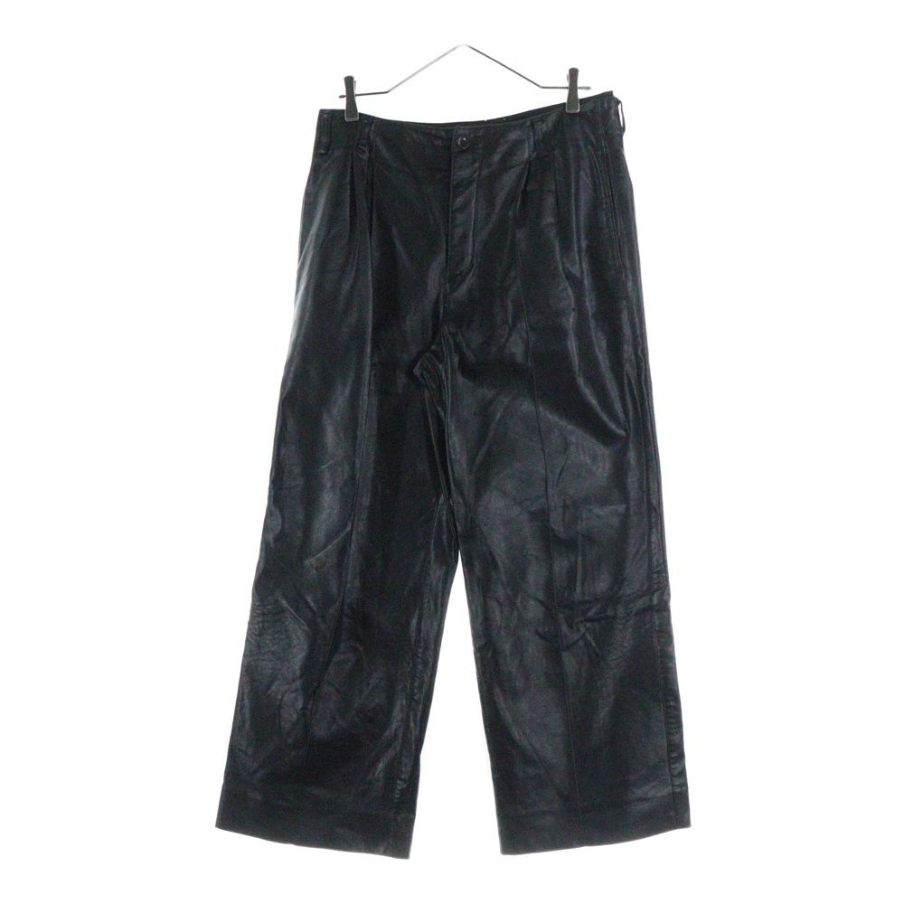TARO HORIUCHI タロウホリウチ SYNTHETIC LEATHER PANTS シンセティックレザー ジップフライ ワイドパンツ ブラック 2002-P14-M203