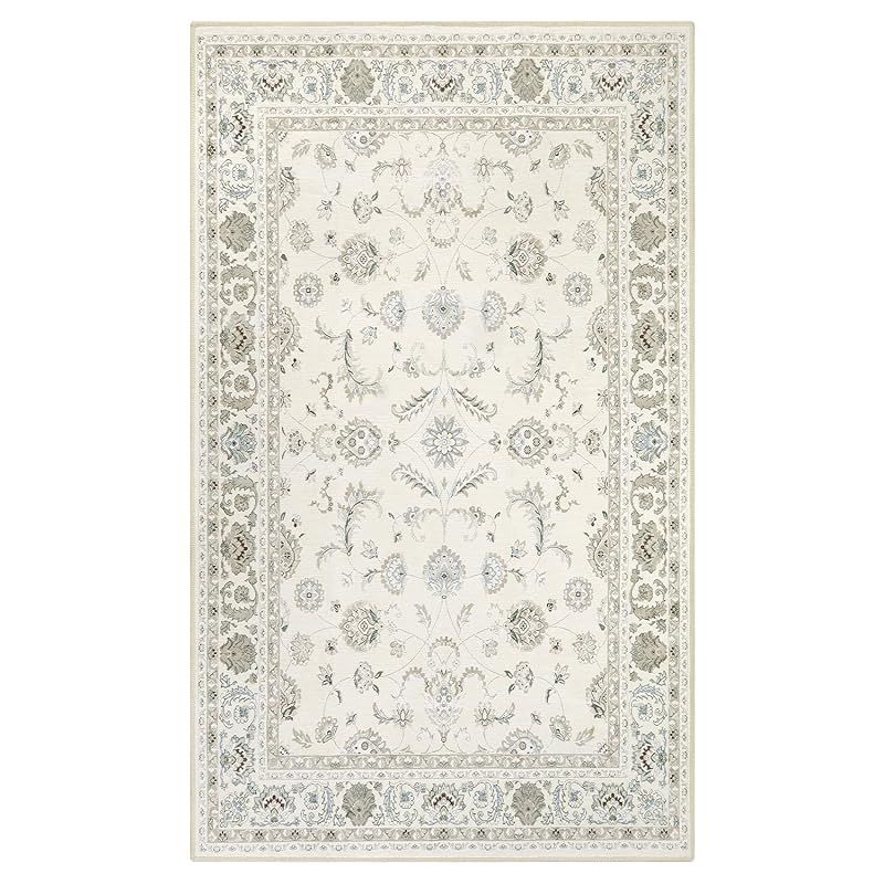 HAOCOO 玄関マット 室内 ペルシャ絨毯風 キッチンマット 洗える 滑り止め 45х120cm ラグマット 廊下敷き オールシーズン 耐磨耗性 防音 室外 シェニール 抗菌防臭 軽量 オフホワイト 0