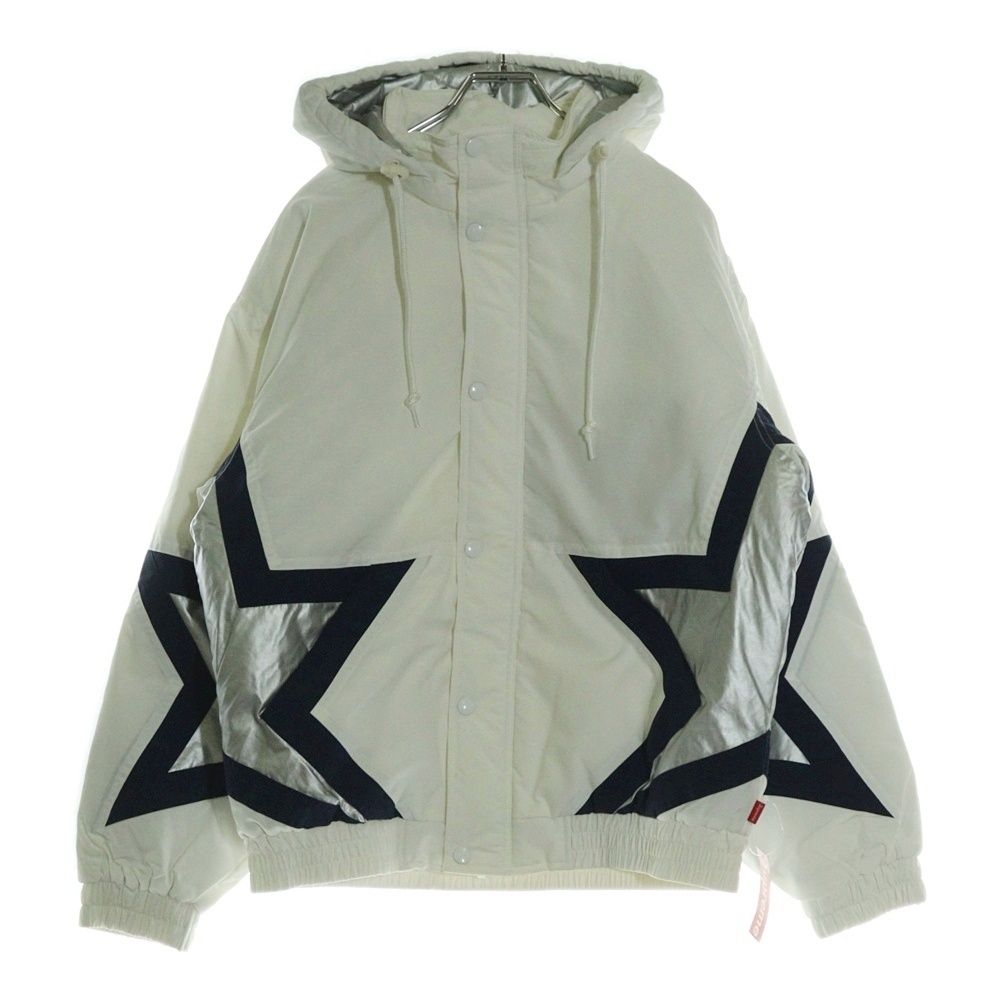 正規品　Supreme 19ss Stars puffy jacket Mサイズ Supreme SS19 Stars Puffy Jacket Black Back Large logo