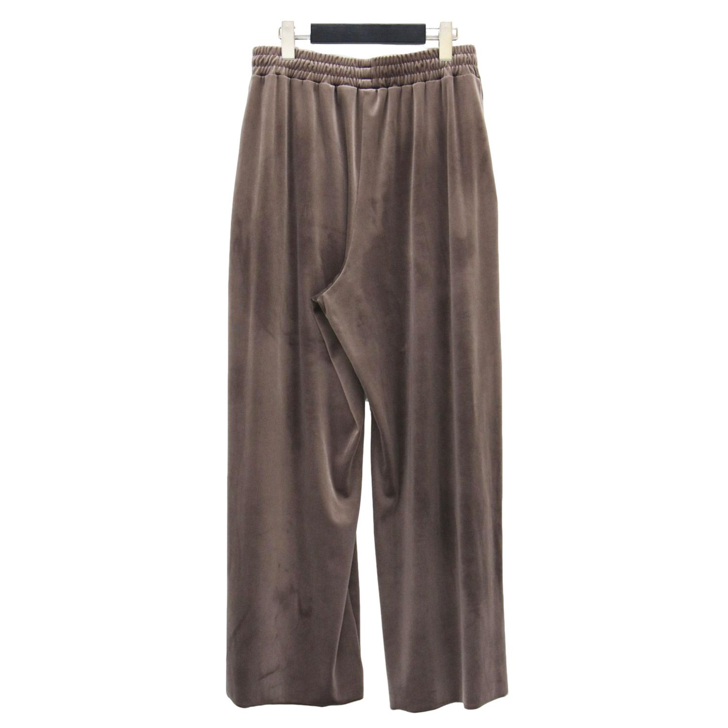 GREYCHORD グレーコード Plage 別注 パンツ ブラウン サイズ 1 M 24秋冬 ストレッチ ベロア イージー パンツ ワイド サイドライン ウエストゴム ボトムス ズボン レディース