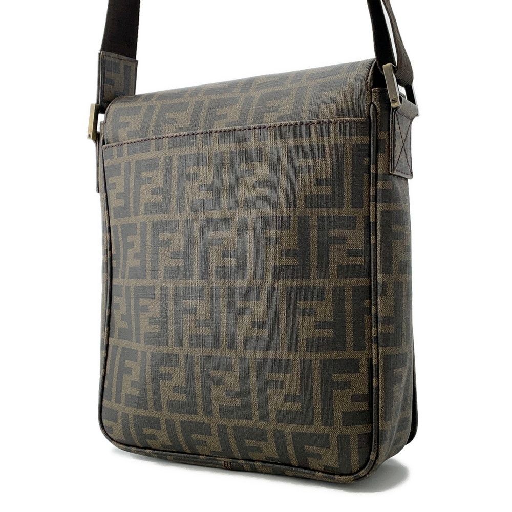 FENDI ズッカ ショルダーバッグ ナイロン レザー メッセンジャーバッグ フェンディ ショルダーバッグ ズッカ フラップ メッセンジャー