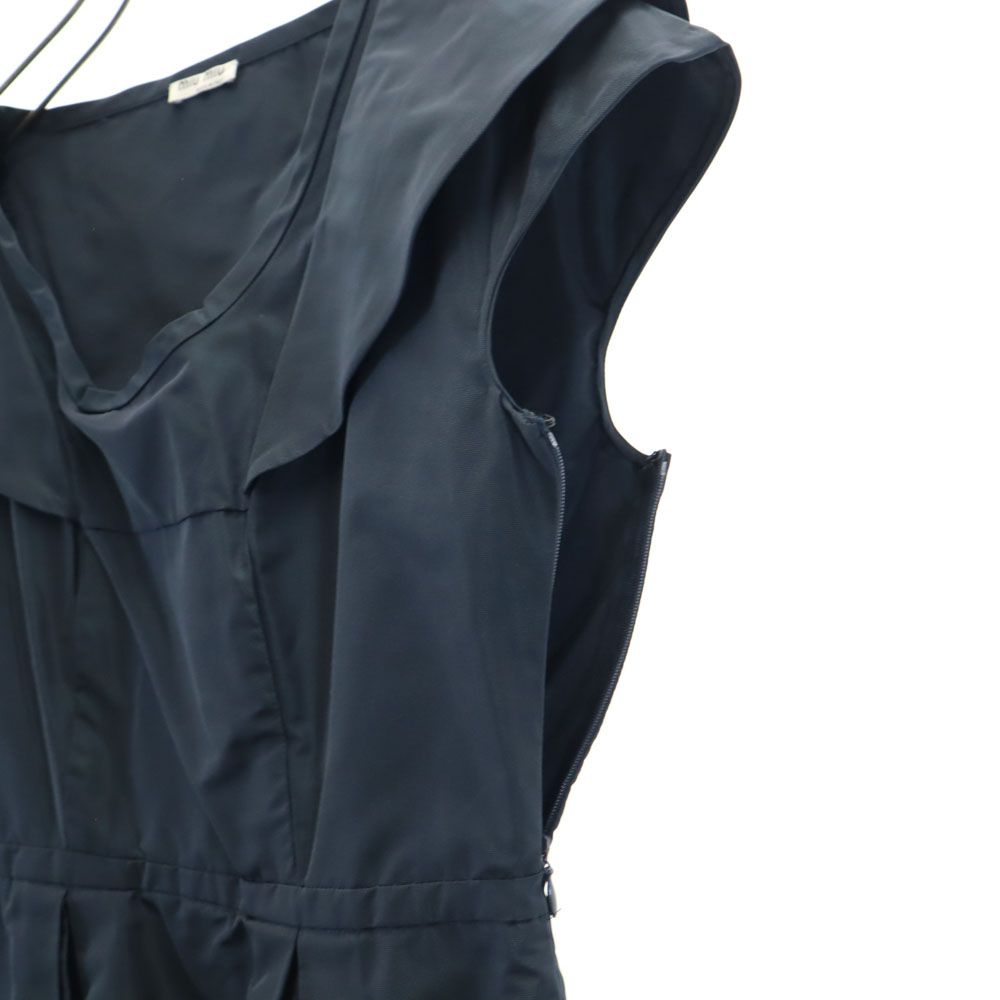 ミュウミュウ イタリア製 ノースリーブ ミニワンピース 40 ネイビー